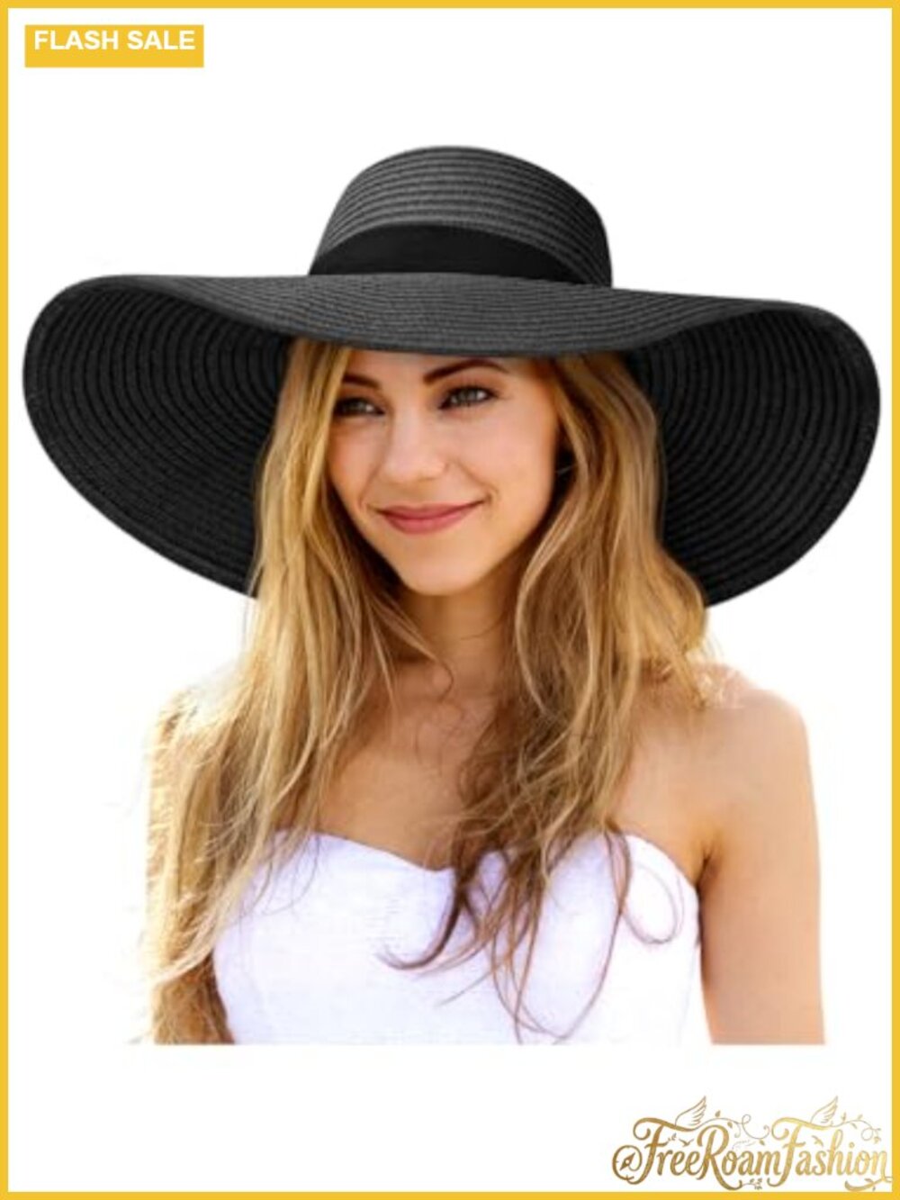 Wide Brim Paper Straw Floppy Sun Hat Foldable Beach Travel